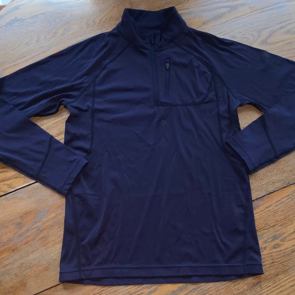 DESCENTE dk blue zip  neck long sleeve top/excellent cond-barely worn/Junior 14